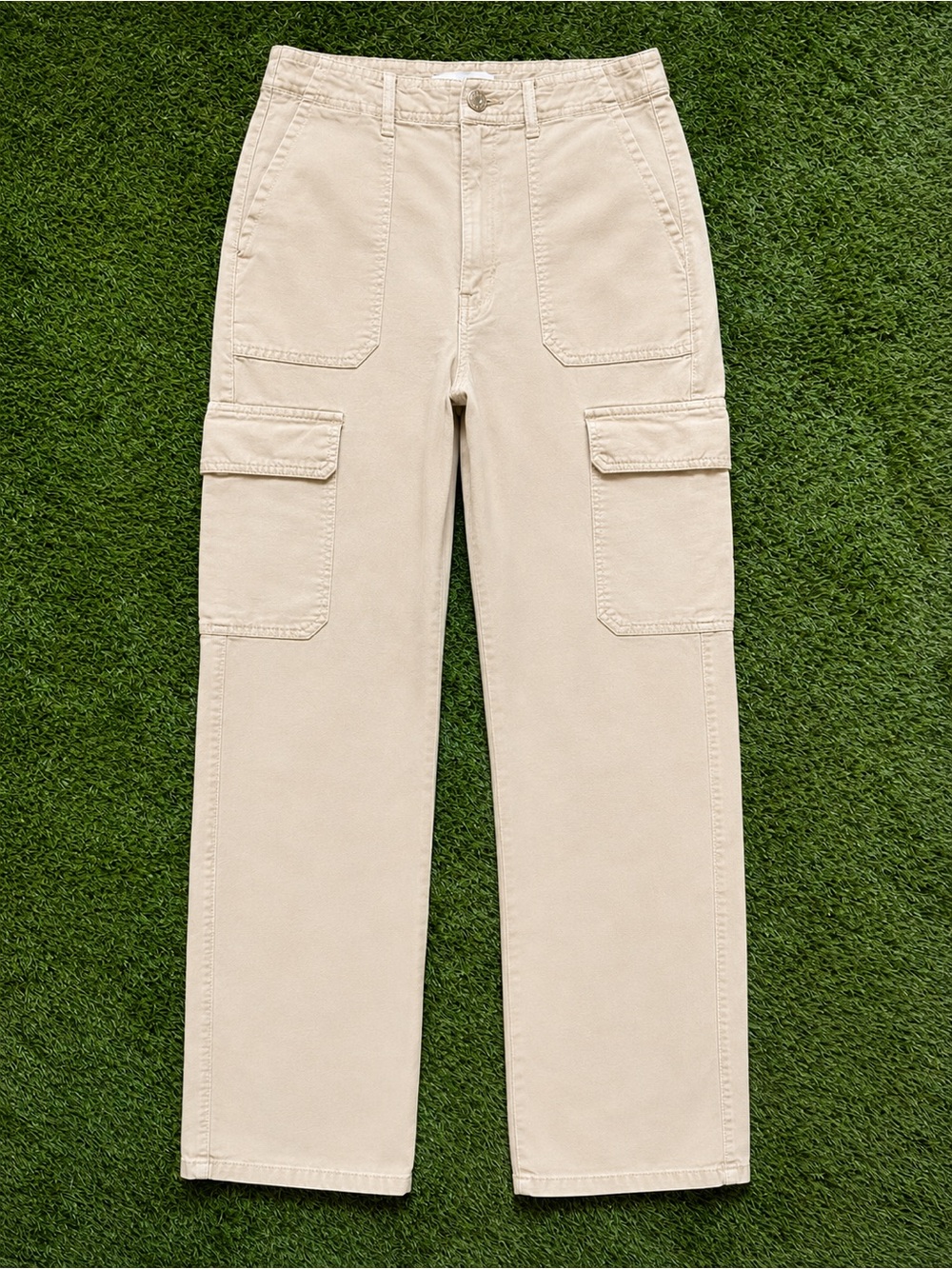 Zara Beige High Rise Wide Leg Cargo Pants Size 2